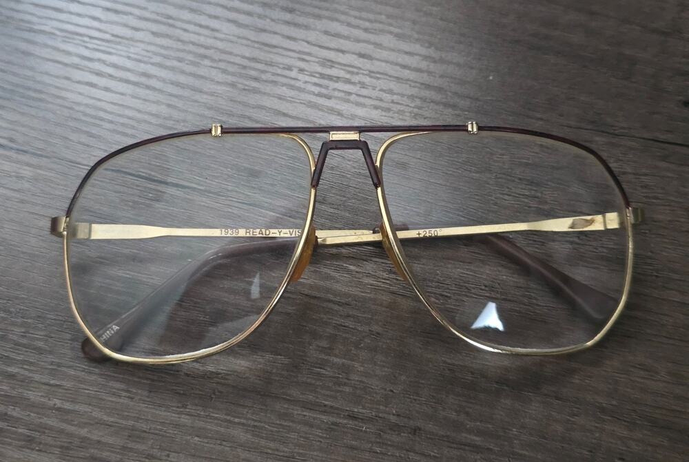 Men's Aviator Crossbar tortoise rim readers eyeglasses +250 Ready-Vision